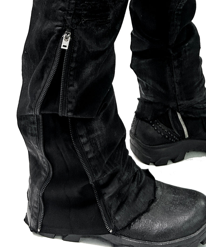 2502-PT04 Coating Double Zip Stretch Pants