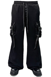 2502-PT08 Black Raven Wide Sweat Pants