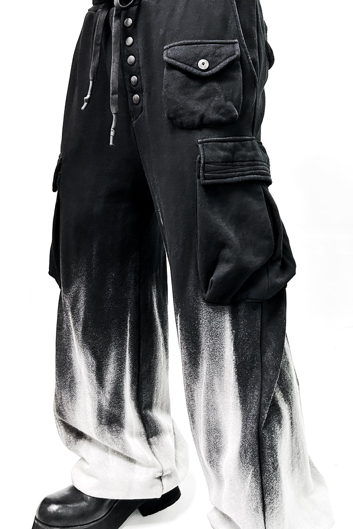 2502-PT09 White Flame Wide Sweat Pants