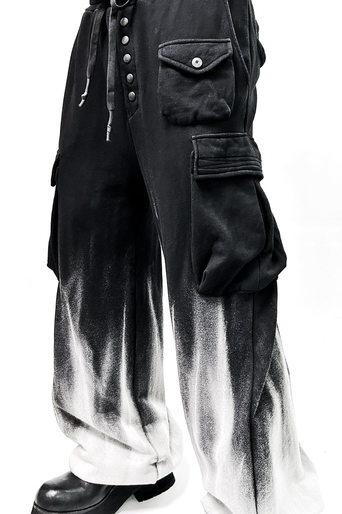 2502-PT09 White Flame Wide Sweat Pants