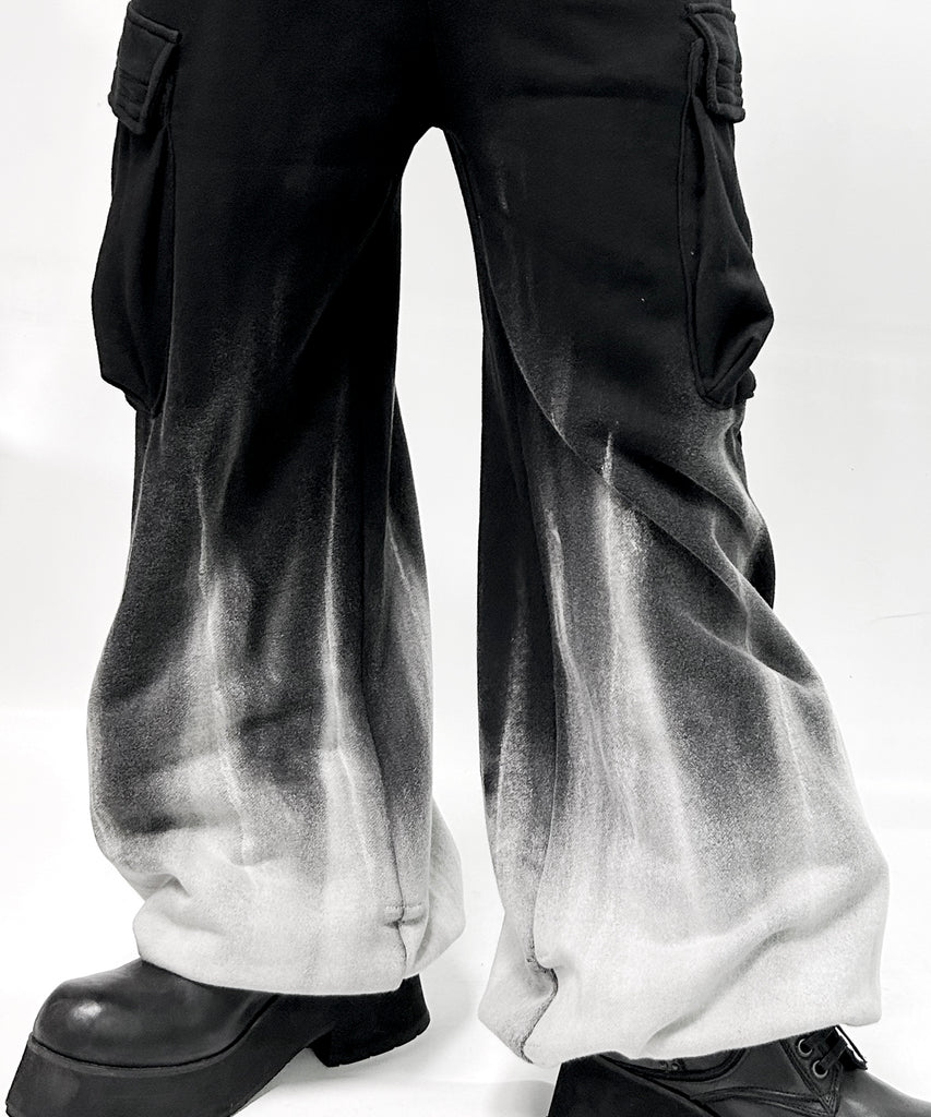 2502-PT09 White Flame Wide Sweat Pants