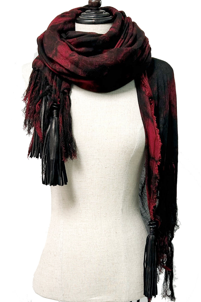 2502-ST01 Tie Dye Long Stole 05_Black/Red