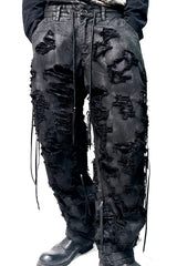 2502-PT03 Coating Side Shirring Slash Pants_Black