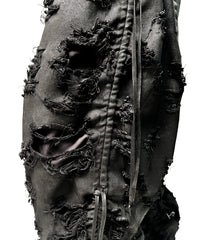 2502-PT03 Coating Side Shirring Slash Pants_Black