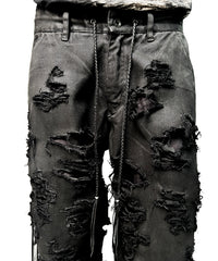 2502-PT03 Coating Side Shirring Slash Pants_Black