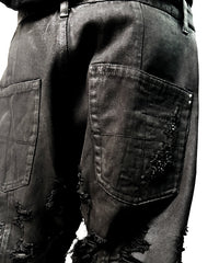 2502-PT03 Coating Side Shirring Slash Pants_Black