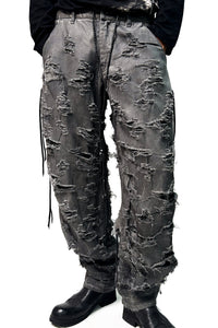 2502-PT03 Coating Side Shirring Slash Pants_Charcoal