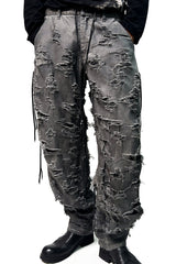 2502-PT03 Coating Side Shirring Slash Pants_Charcoal