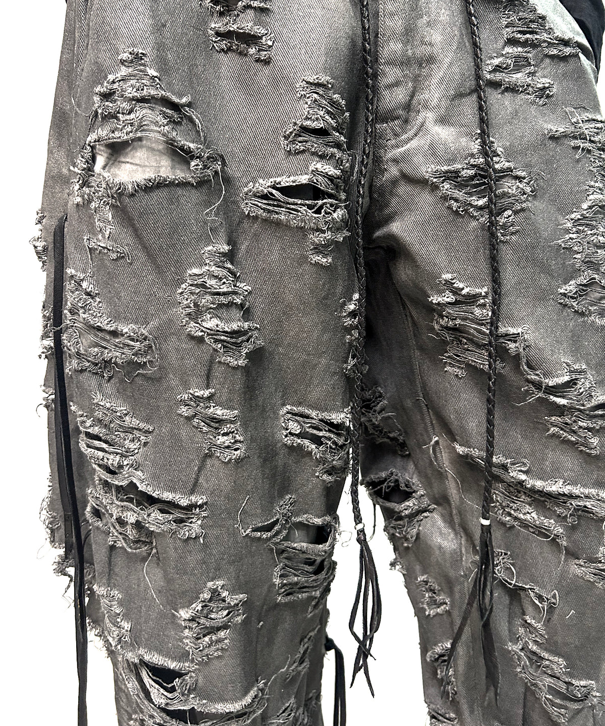 2502-PT03 Coating Side Shirring Slash Pants_Charcoal