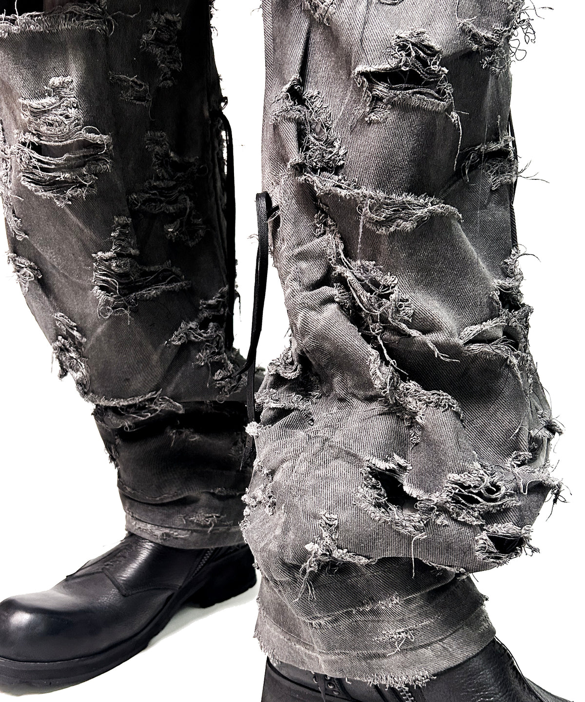 2502-PT03 Coating Side Shirring Slash Pants_Charcoal