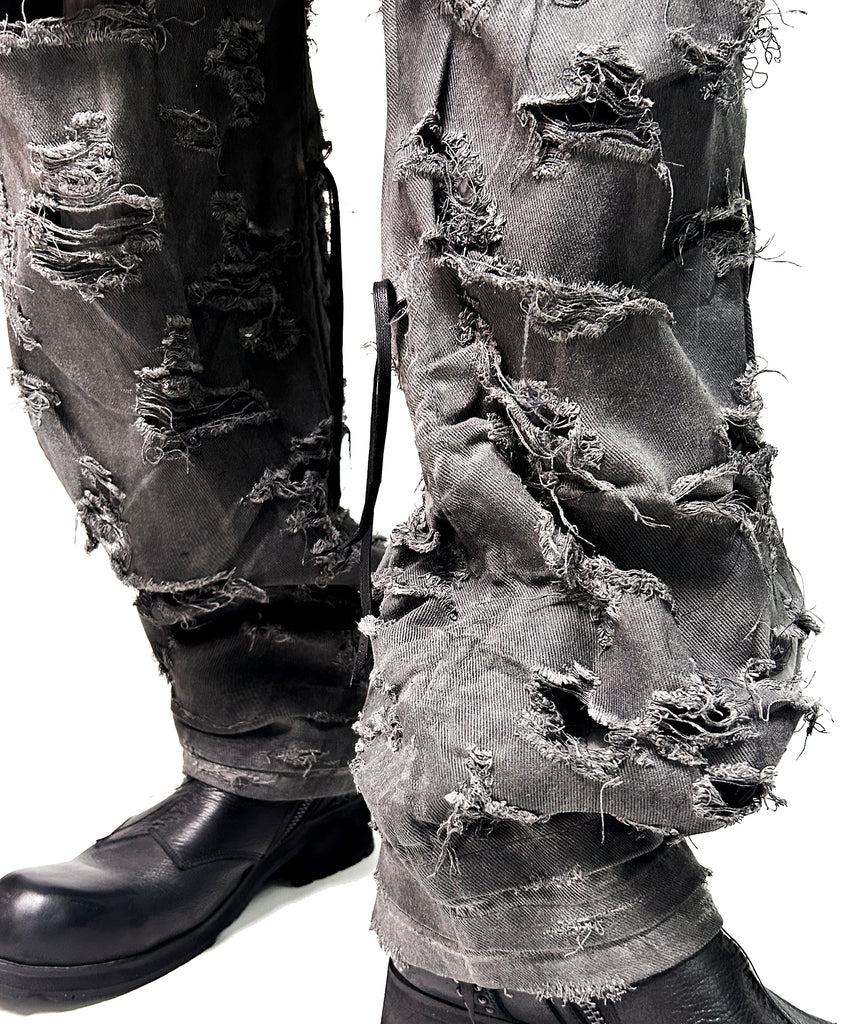 2502-PT03 Coating Side Shirring Slash Pants_Charcoal