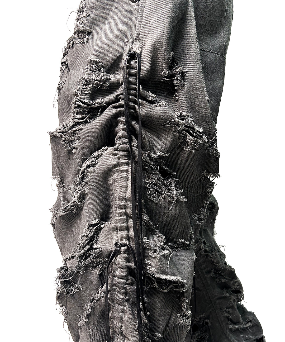 2502-PT03 Coating Side Shirring Slash Pants_Charcoal