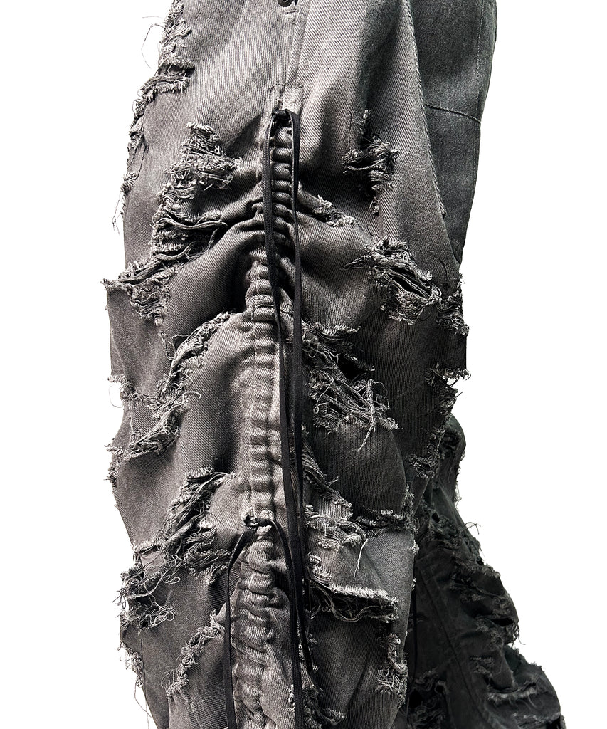 2502-PT03 Coating Side Shirring Slash Pants_Charcoal