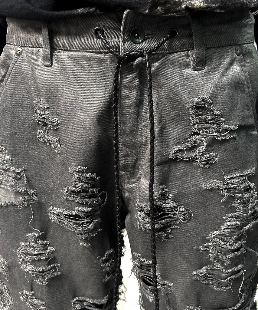 2502-PT03 Coating Side Shirring Slash Pants_Charcoal