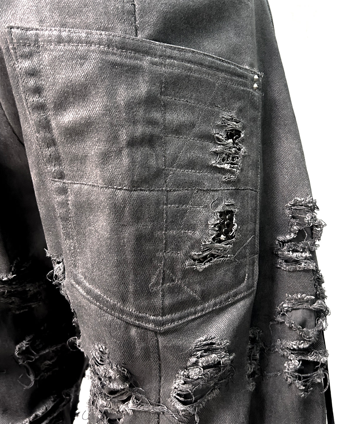 2502-PT03 Coating Side Shirring Slash Pants_Charcoal