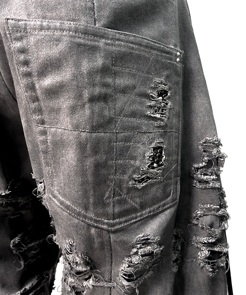 2502-PT03 Coating Side Shirring Slash Pants_Charcoal