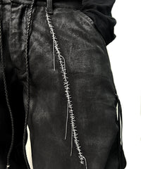 2502-PT13 Coating Side Shirring Twill Pants_Black