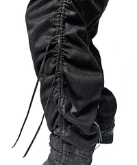 2502-PT13 Coating Side Shirring Twill Pants_Black