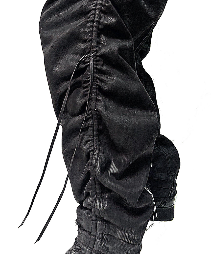 2502-PT13 Coating Side Shirring Twill Pants_Black