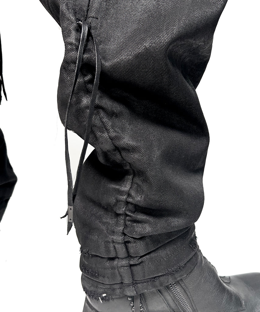 2502-PT13 Coating Side Shirring Twill Pants_Black