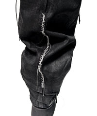 2502-PT13 Coating Side Shirring Twill Pants_Black