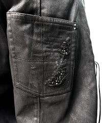 2502-PT13 Coating Side Shirring Twill Pants_Black