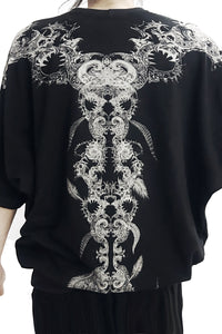 2502-TP12 Magnolia Feather Dolman Top_Black