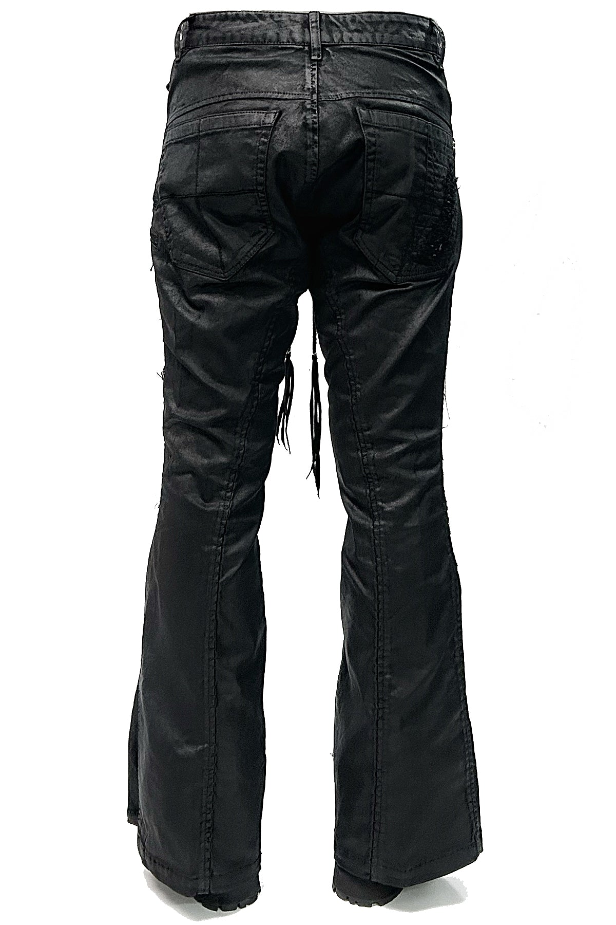 2502-PT18 Coating Double Zip Stretch Flare Pants