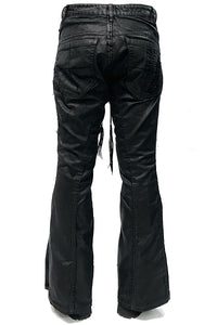 2502-PT18 Coating Double Zip Stretch Flare Pants