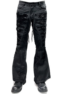 2502-PT19 Coating Crush Stretch Twill Flare Pants / STD_Black