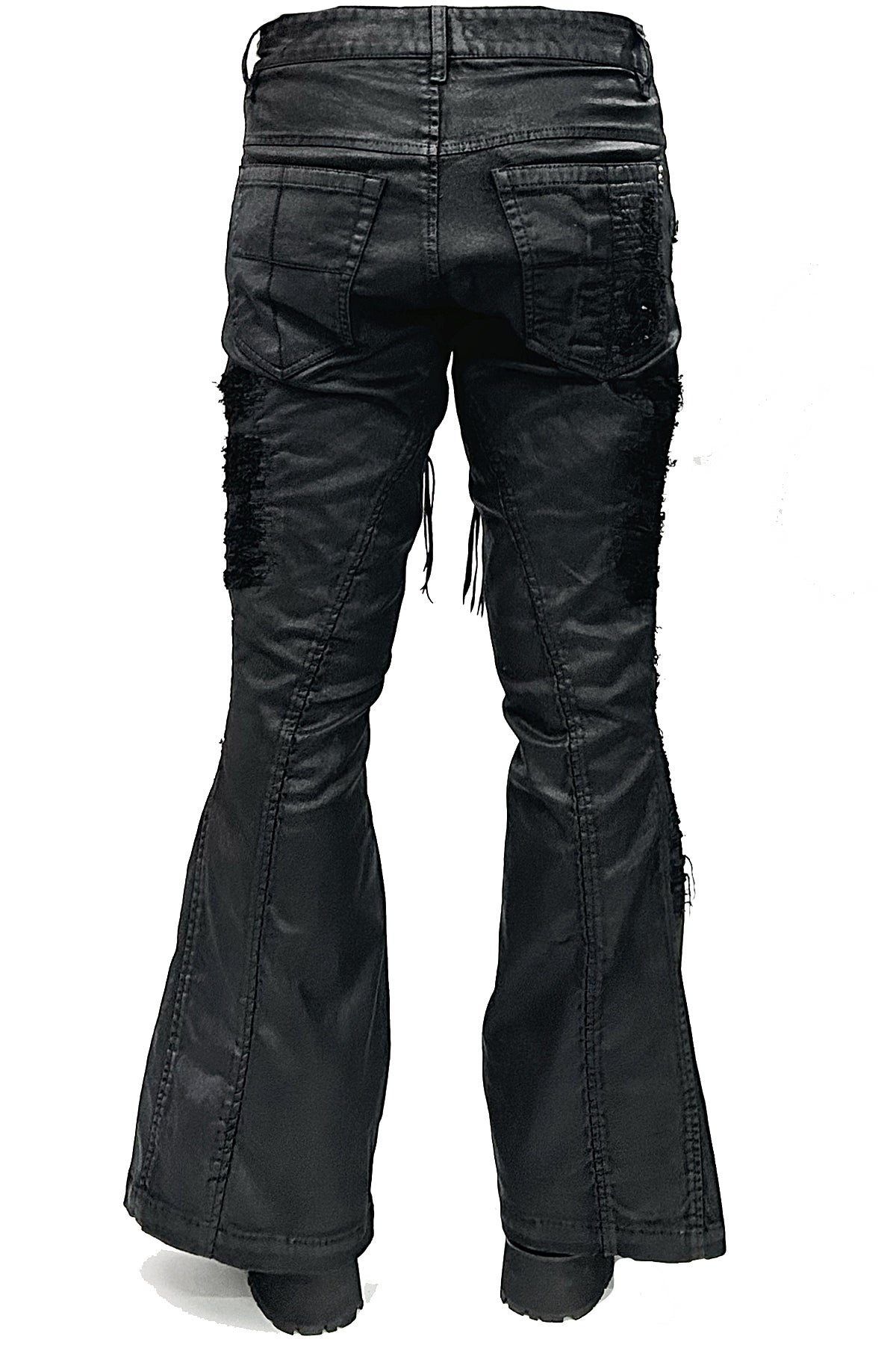 2502-PT19 Coating Crush Stretch Twill Flare Pants / STD_Black