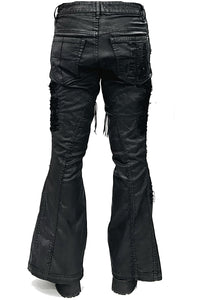 2502-PT19 Coating Crush Stretch Twill Flare Pants / STD_Black