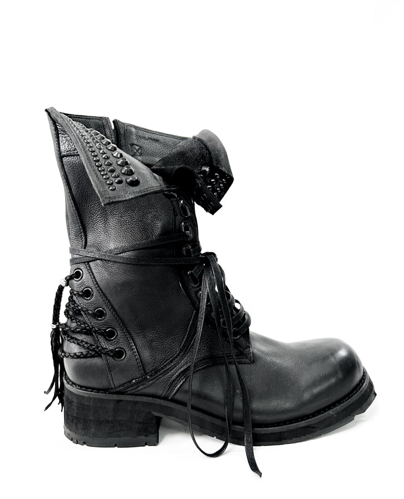 2402-BO03 Chrome Braided Boots 13 (No Studs)