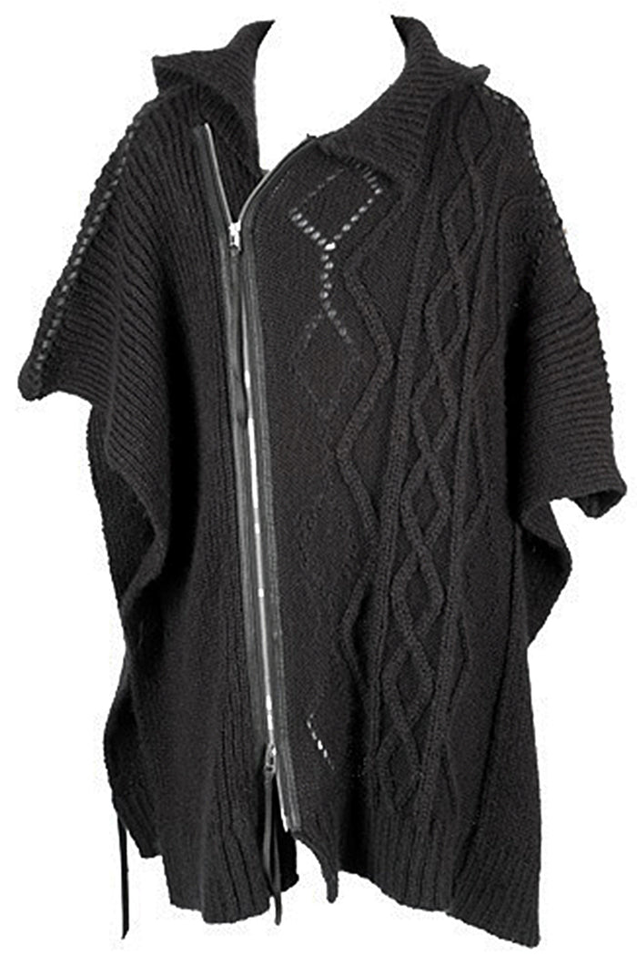 1702-KT02 Mohair Cable Domino Poncho