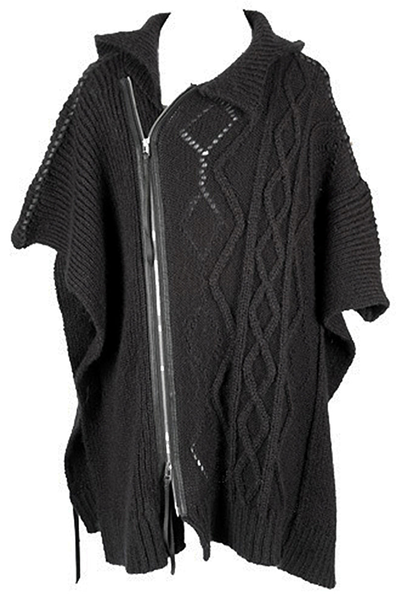 1702-KT02 Mohair Cable Domino Poncho