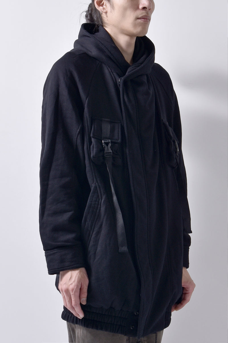 2102-JK03C Hooded Fleece Coat Black