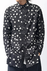 1902-SH01 Polka Dot Long Shirt Black
