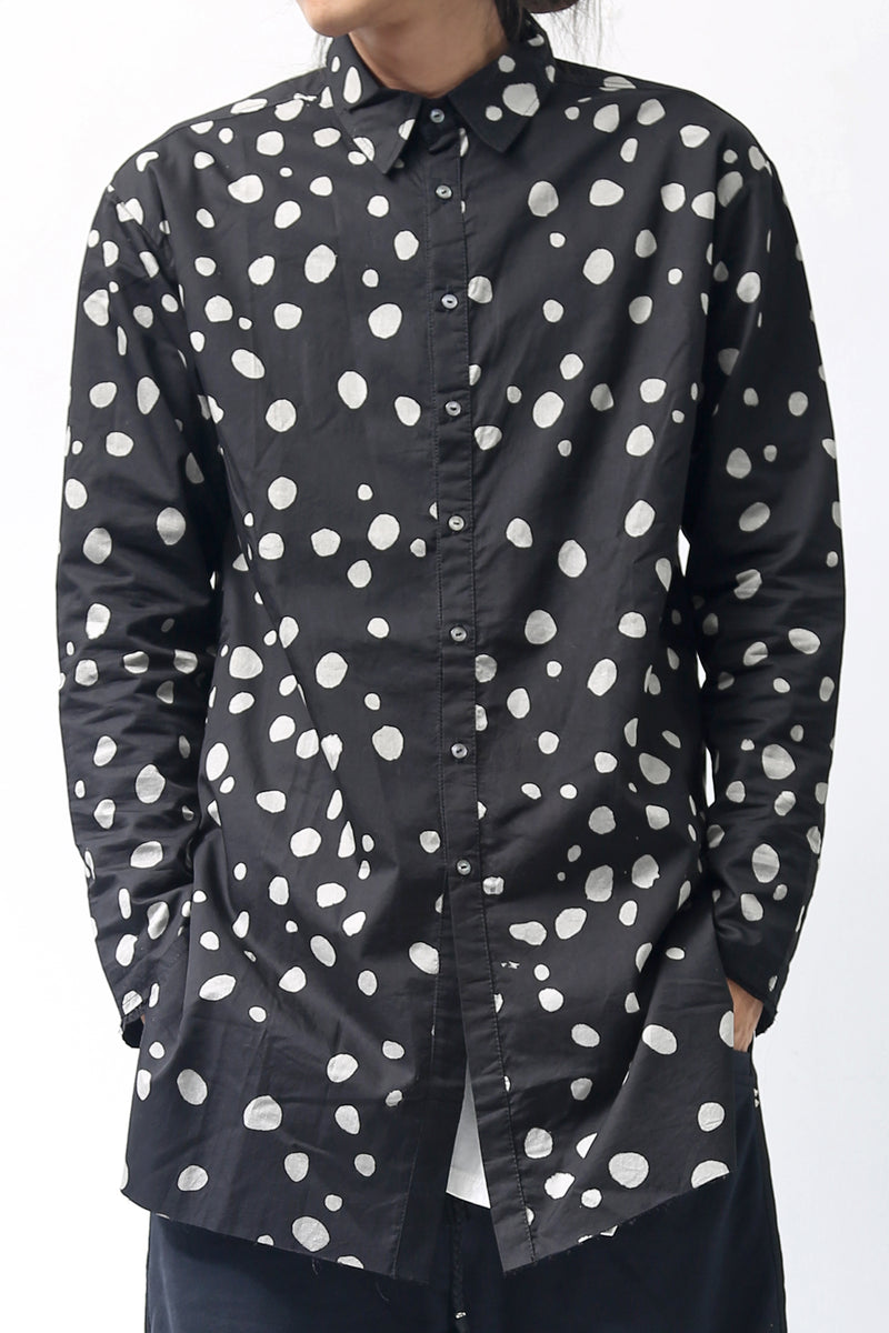 1902-SH01 Polka Dot Long Shirt Black