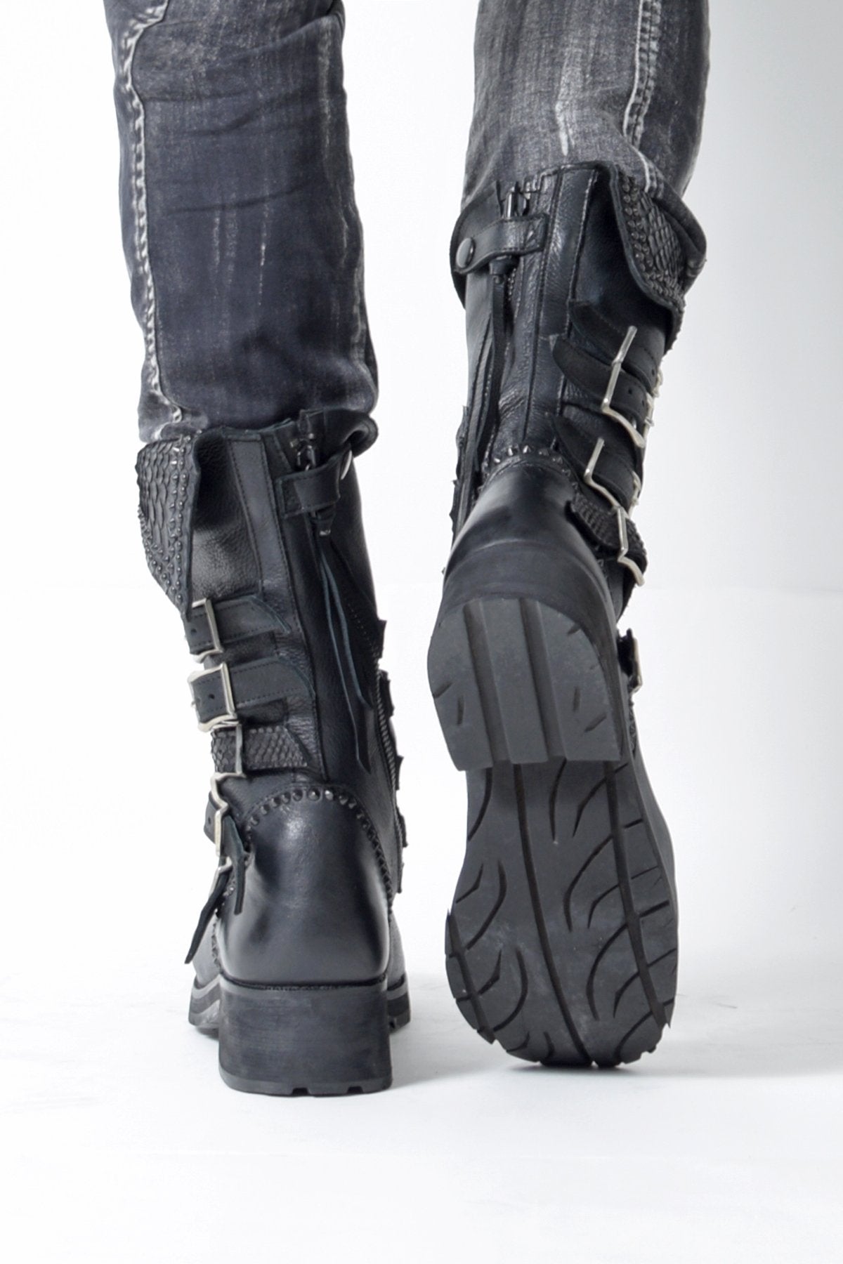hyde着系　ケムリ kmrii クラッシュレザーブーツ　　if ラルク KMRii ケムリ Crush Strap Boots 02 クラッシュ ストラップ ブーツ