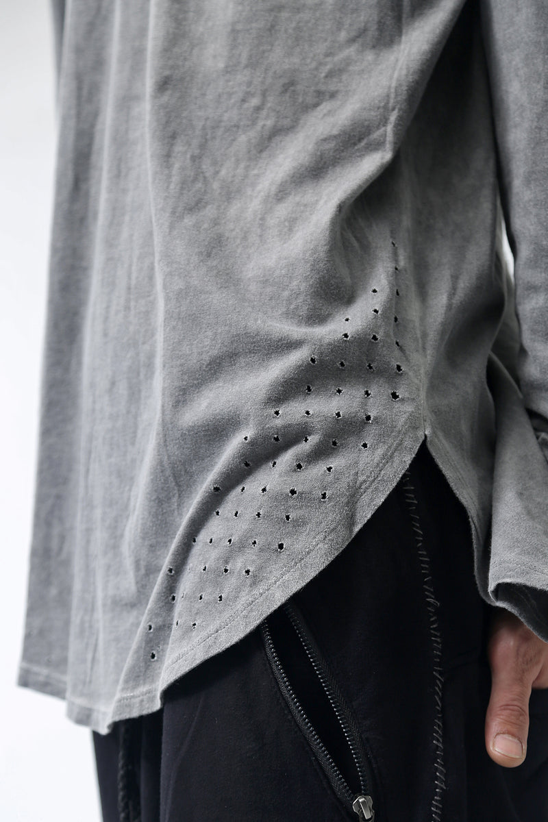 1902-CT02/LS Back Stitch Crush Cut / LS Charcoal