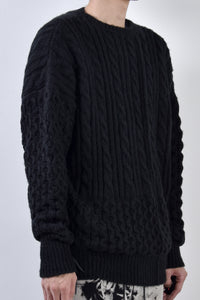 2002-KT01 Cable Combi Mohair Pullover Black