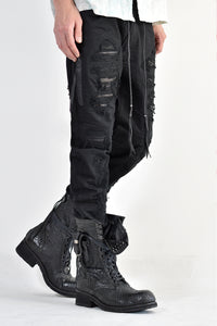 1702-PT02A Crush Skinny Twill Pants 07A Black