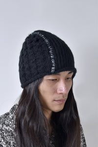 2002-KT05 Cable Mohair Beanie 02 Black