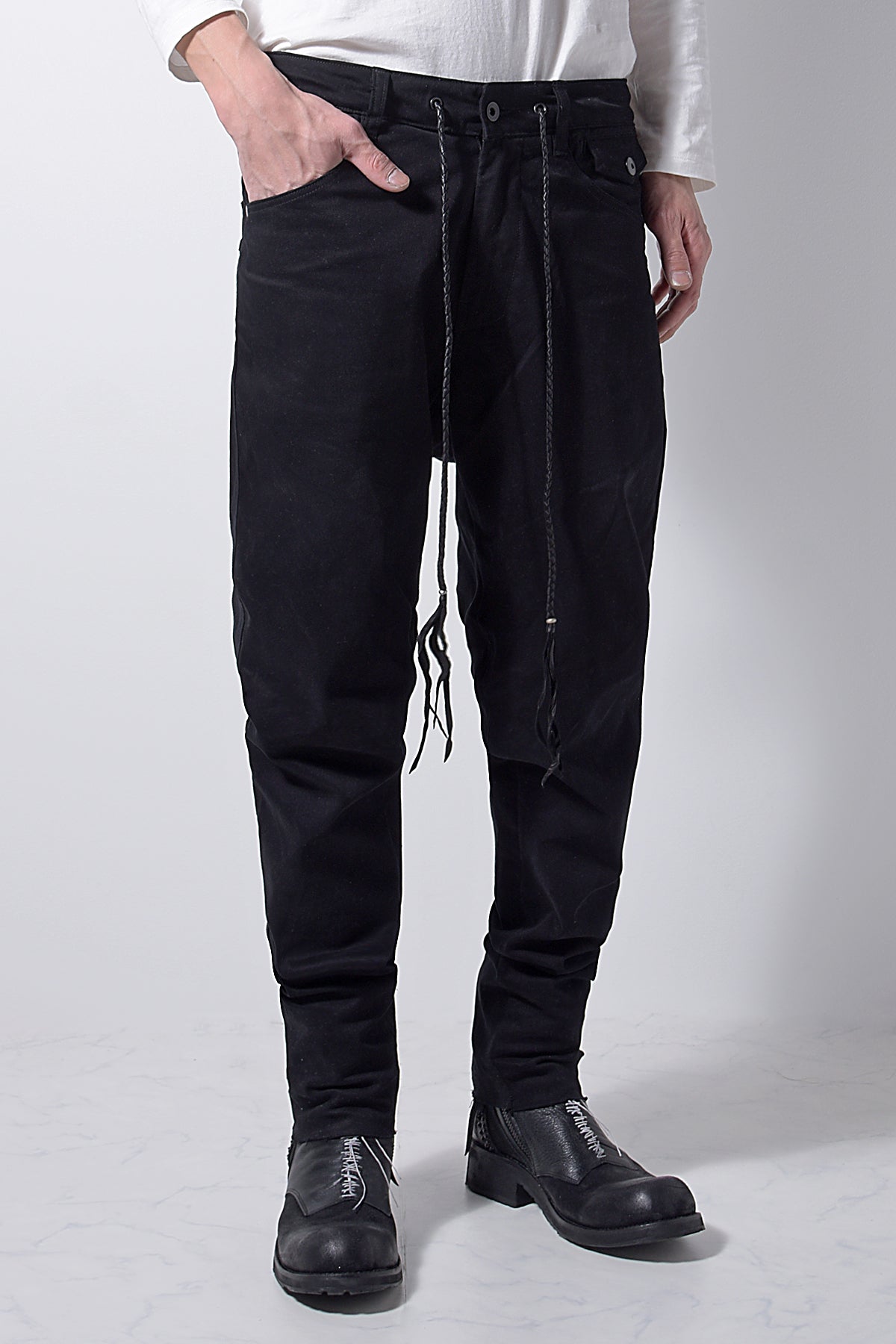 2202-PT01A Drop Crotch Pants Black