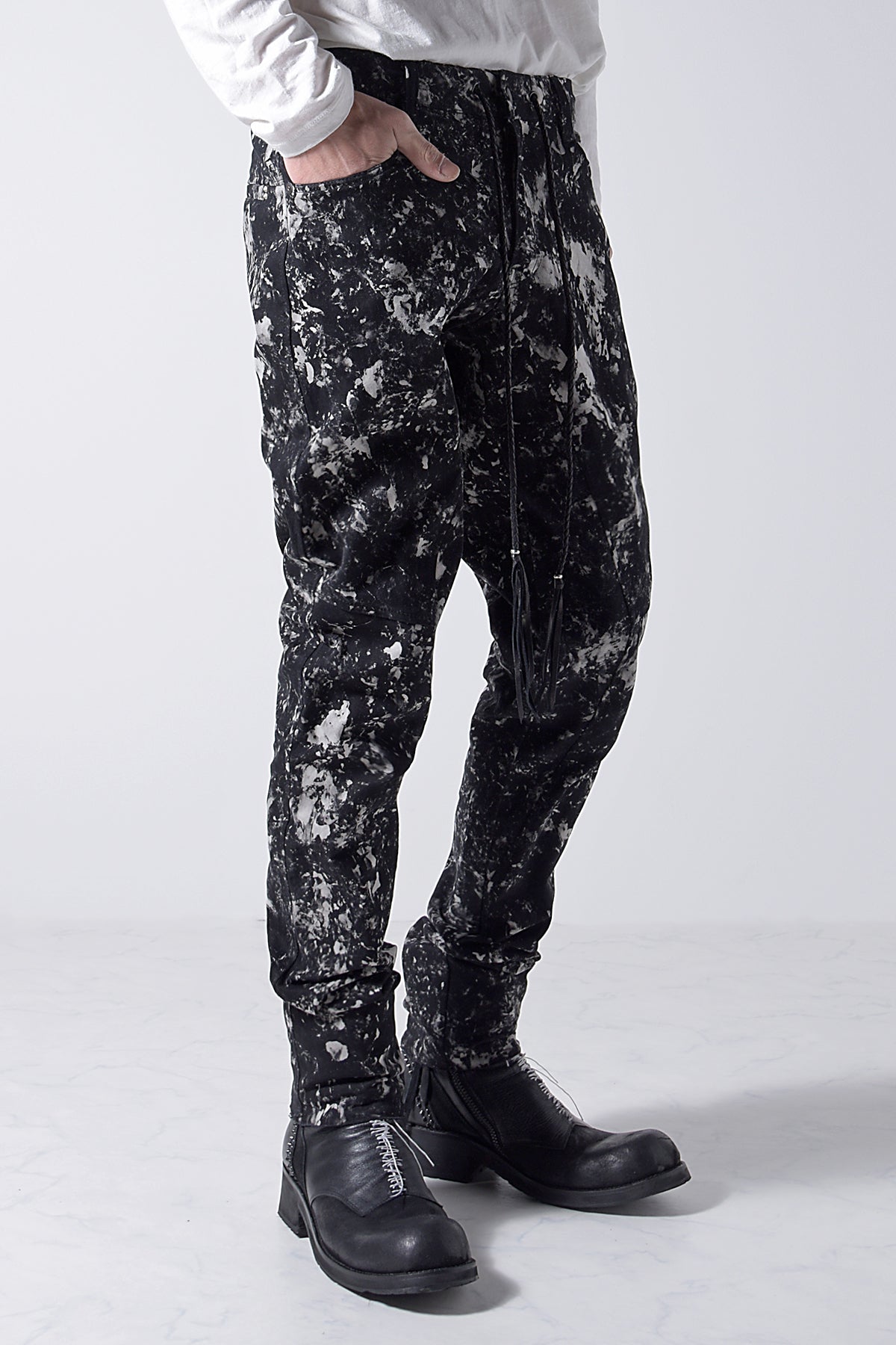 2202-PT08B Flake Discharged Stretch Pants 05