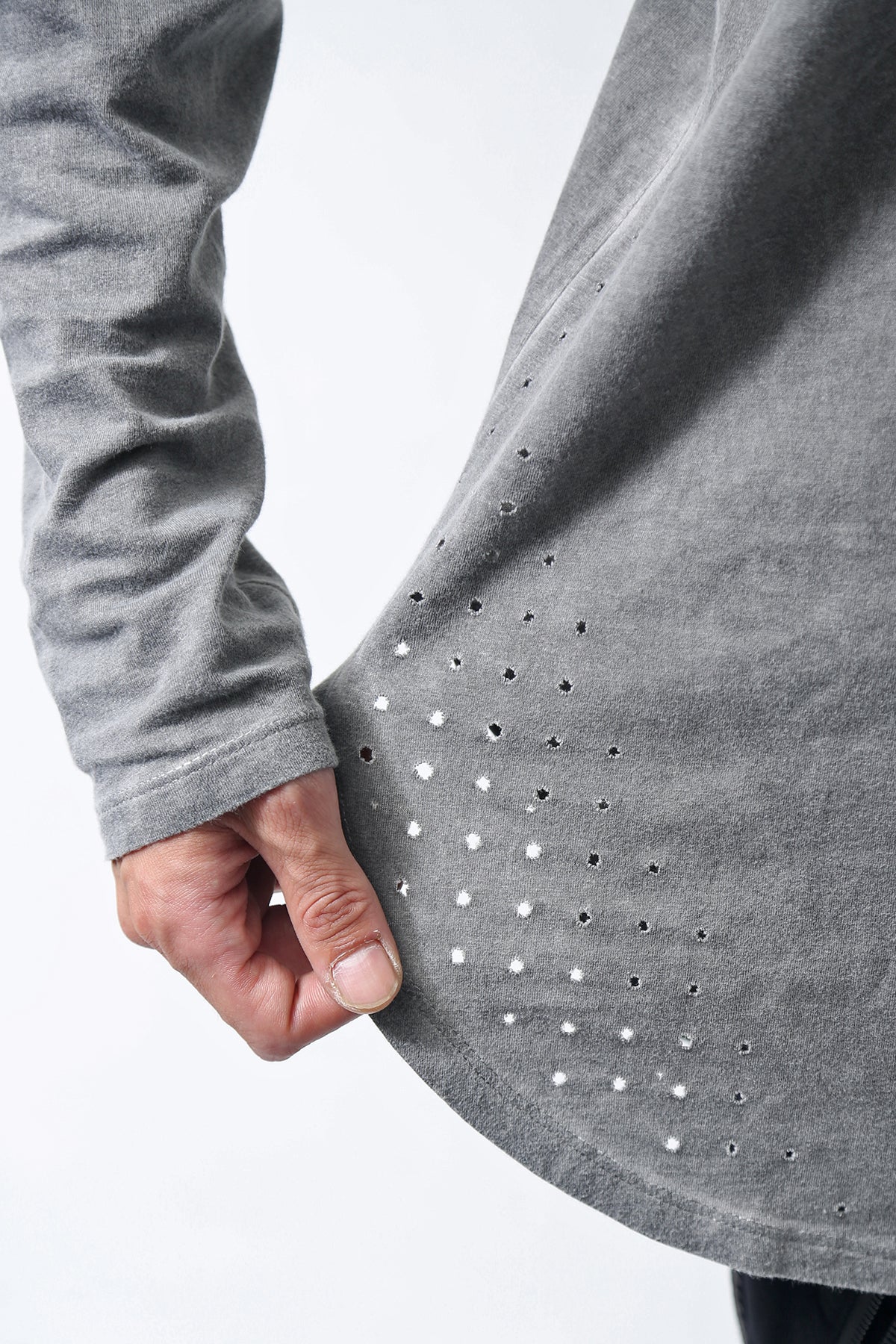 1902-CT02/LS Back Stitch Crush Cut / LS Charcoal