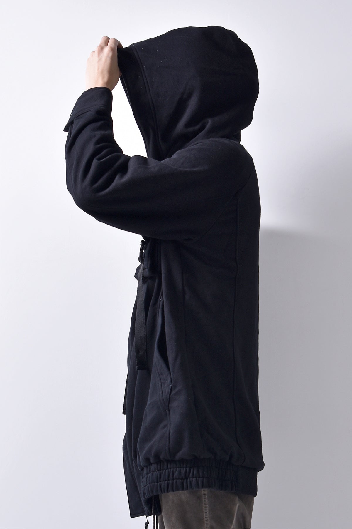 2102-JK03C Hooded Fleece Coat Black