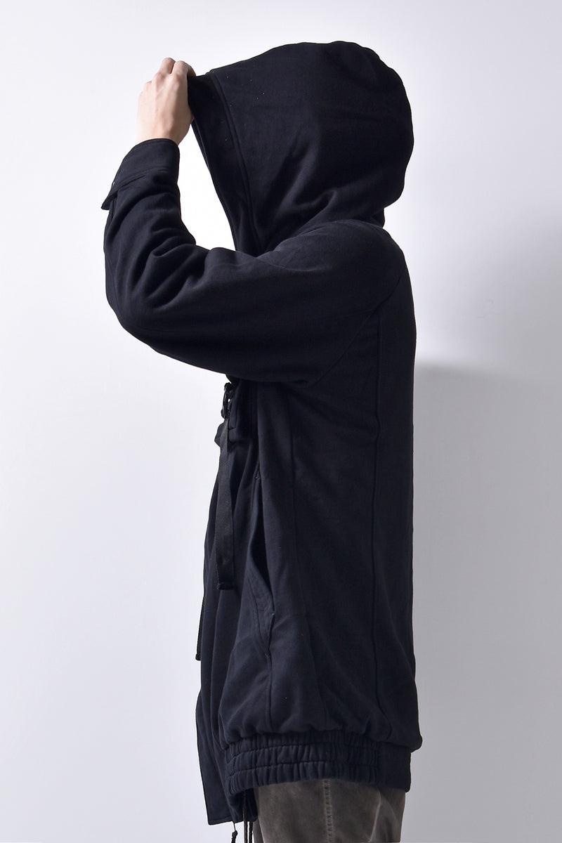 2102-JK03C Hooded Fleece Coat Black