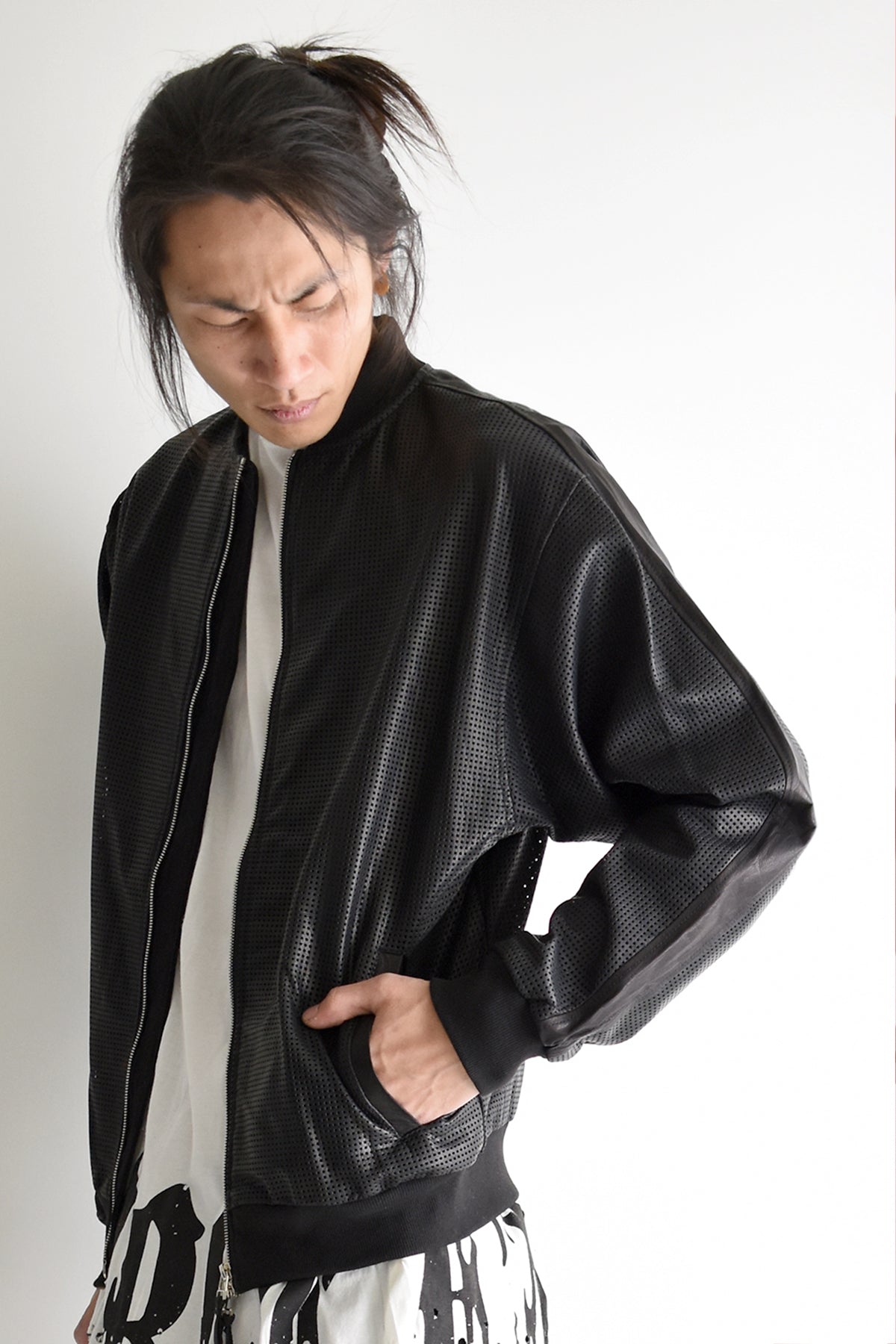 1901-JK05 Mesh Leather MA-1 Black