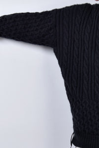 2002-KT01 Cable Combi Mohair Pullover Black